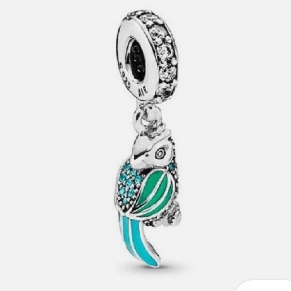 Pandora Sterling Silver and Teal Parrot Charm